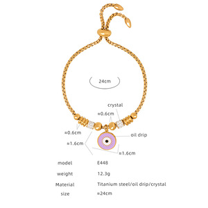 Fenny 18K PVD plateado venta al por mayor impermeable Retro personalidad colorido ojo colgante pulsera de acero inoxidable para mujeres - Product Image 6