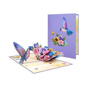 Tarjeta de felicitación floral del Colibrí emergente 3D del Día de la madre Arte de papel hecho a mano con sobre para el día de la madre, cumpleaños, aniversario - Product Image 1