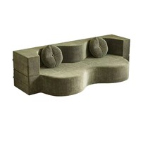 Canapé paresseux moderne et compact deux places en éponge, pliable avec housse en flanelle, multifonctionnel pour salon et petit appartement