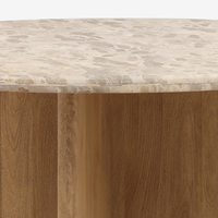 Table à manger ronde Dream Home avec plateau en marbre naturel et base croisée en bois massif, table à manger moderne pour la salle à manger à domicile
