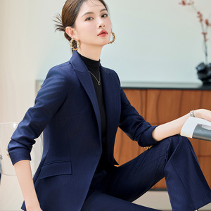 Women's 2025 Pink Striped Suit Set Two Piece Anti-Wrinkle Professional Wear - Product Image 3