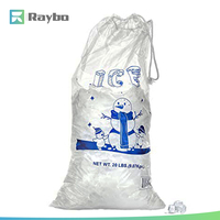 Sacs à glace en plastique LDPE jetables à grande capacité avec logo personnalisé RAYBO, imprimé avec logo, 8/10/20 LB, avec cordon de serrage