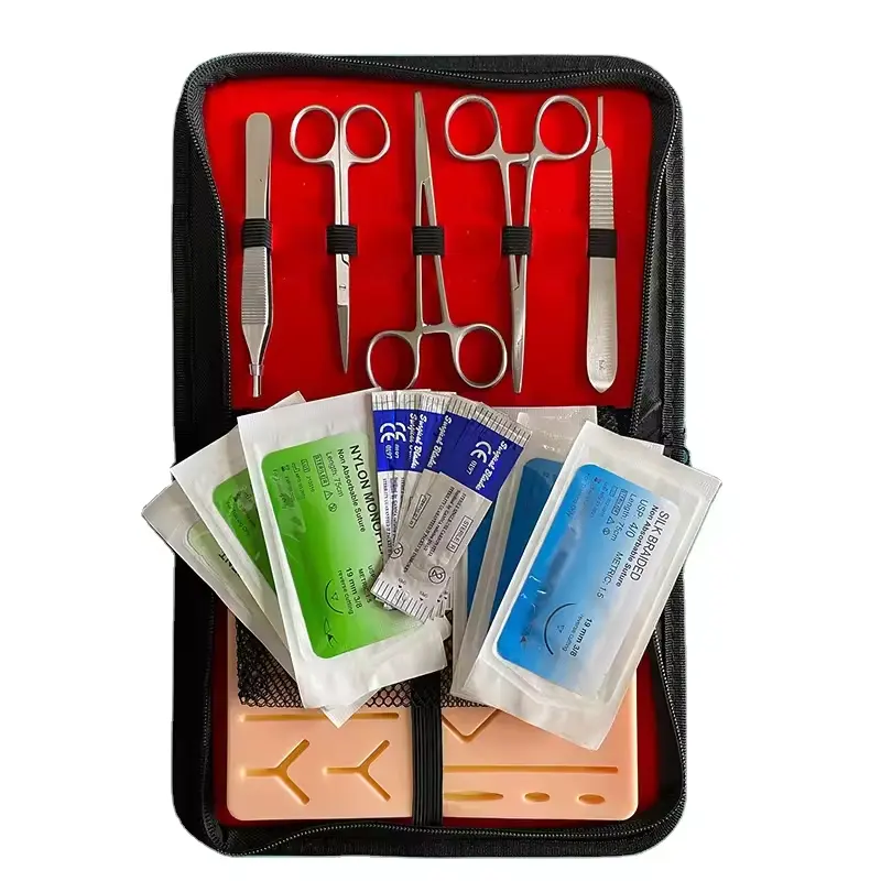 Personalización Kit completo de sutura quirúrgica básica de tres almohadillas de sutura diferentes Kit de práctica de sutura