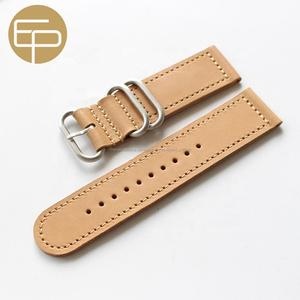 16 20 22 24 26mm tan Végétal durables en cuir de veau véritable montre zoulou bande avec argent brossé matériel - Product Image 1