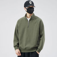 2025 printemps automne hommes demi-fermeture éclair sweat à la mode marque pull col montant couleur unie coupe ample T-Shirt impression numérique