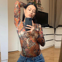 ฤดูใบไม้ร่วงใหม่ผู้หญิงแขนยาวแฟชั่นพิมพ์Slimเซ็กซี่One-Pieceผู้ใหญ่เสื้อคลุมหลวมๆและJumpsuits