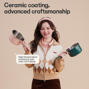 Bộ nồi chảo phủ ceramic, thép không gỉ, công nghệ nấu ăn không cần xay xát, điện phân, cảm ứng, màu sắc thời trang Purecook - Product Image 5