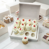 Boîte à cupcakes et desserts en plastique biodégradable transparent en forme de mini-valise avec fenêtre et ruban, vente en gros