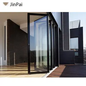 JinPai moderno sottile telaio in alluminio vetro scorrevole porta a soffietto automatica moderne porte di lusso maniglie interne residenziali