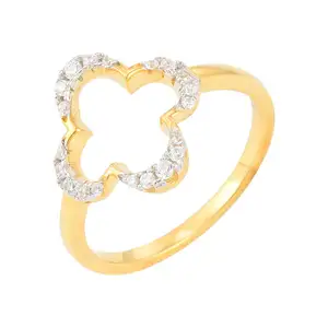 Wholesale Unique Design Accessories Women Diamond Four Leaf Clover Jewelry Gold Plated Rings Design for Female Wedding