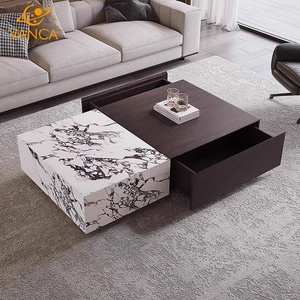 Sang trọng đá bảng Đá Cẩm Thạch Bàn cà phê thiết lập phòng khách hiện đại trung tâm bảng với ngăn kéo trang trí nội thất - Product Image 5