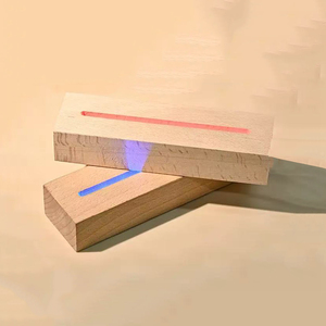 7 màu sắc gỗ Acrylic không dây <span class=keywords><strong>LED</strong></span> Đèn chủ sở hữu <span class=keywords><strong>LED</strong></span> bảng ánh sáng căn cứ pin lithium đêm đèn cơ sở hình chữ nhật trang trí bằng gỗ - Product Image 3