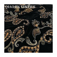 Tissu brodé en velours lourd haut de gamme avec des paillettes 3D et des perles en tube, accessoires pour robe de danse