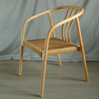 Chaise en corde tissée en bois massif de style européen Offre Spéciale de salon en bois massif