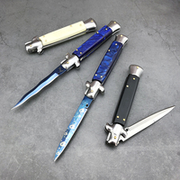 Couteau de poche EDC pour le camping en plein air, lame en acier inoxydable 440C de 3,8 pouces, manche en acrylique, couteau de survie et de chasse