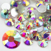 Strass de luxe pour ongles en verre SS3 AB, taille mini, non thermocollants, ronds, grade A, 3D, à dos plat, pour nail art