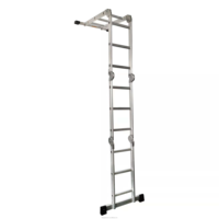 Échelle pliante multifonction en aluminium 4*4 marches 4,7 m avec capacité de charge de 150 kg, adaptée aux travaux en extérieur et aux chantiers de construction