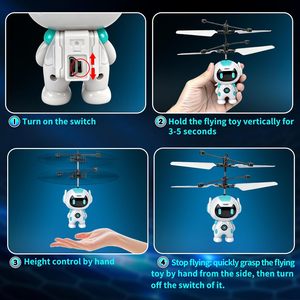 Juguetes de Robots Voladores DWI Dowellin para Niños, Drones de Bola <span class=keywords><strong>Voladora</strong></span> Operados a Mano con Luces LED, Mini Helicóptero Dron Recargable - Product Image 4