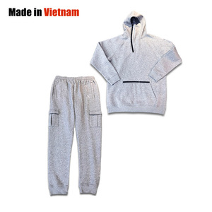 Conjunto de chándal con capucha Algodón de alta calidad Diseño libre Cremallera gris Conjunto de chaqueta y pantalones con capucha - Product Image 1