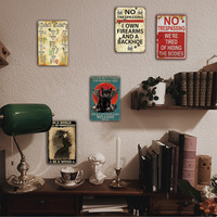 Juego de Letreros Metálicos Vintage con Diseño de Gato Brujo y Prohibido el Paso, Decoración Retro Gótica para Pared de Casa, Jardín, Patio o Bar