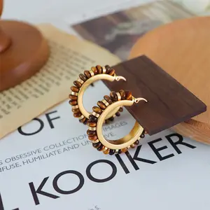 Natuurlijke Kristallen Oorbellen Tijgeroog Ronde Oorbellen Voor Vrouwen Sieraden Geschenken