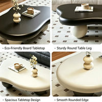 Table basse irrégulière en forme de nuage, pieds de table sphériques, table décorative moderne et minimaliste pour salon, meubles de salon
