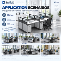 Poste de travail modulaire en bois pour 4 personnes, bureau d'ordinateur, bureau pour employés, table de bureau pour bureaux commerciaux modernes