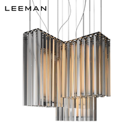 Lustre suspendu carré moderne de luxe en verre, chandelier élégant pour salle à manger, LED décoratif haut de gamme à hauteur réglable, taille moyenne