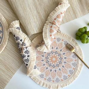 Khăn trải bàn dệt thủ công phong cách Bohemian đẹp mắt, chất liệu cotton polyester, viền tua rua, bán buôn, sang trọng - Product Image 4