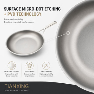 Poêle à frire antiadhésive en titane triple couche TIANXING, gravure micro-piquée, surface PVD sans revêtement, pour restaurant - Product Image 2