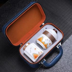 Mutton Fat Jade Travel <b>Tea</b> <b>Set</b> White Porcelain Portable Cartoon Design For Business And Travel Gift - Product Image 1