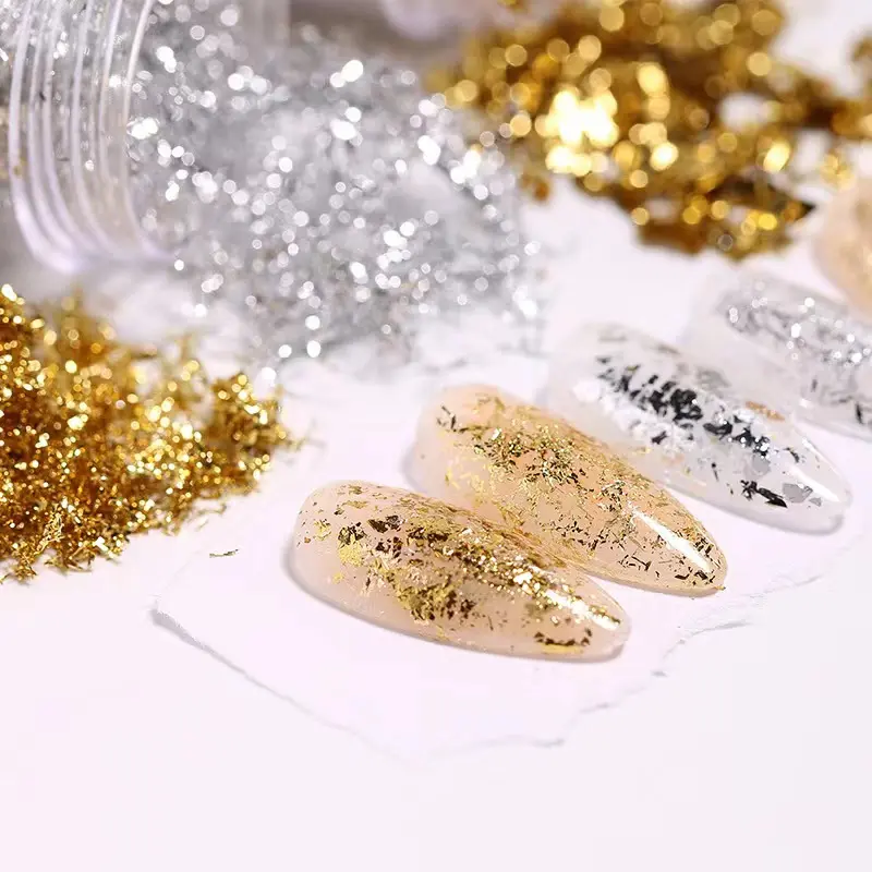New Japanese Nail Art Gold Foil Paper Fragments Gold Foil Silk Silver Foil Tin Paper Phototherapy Nail Polish Diy Patch Jewelry