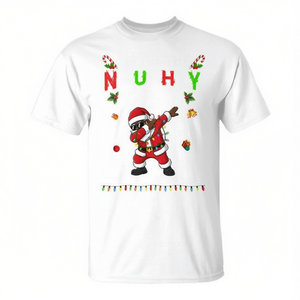 Camiseta Naughty List Christmas Santa Dabbing, diseño divertido navideño en color blanco - Product Image 2