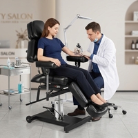 Table de massage électrique hydraulique réglable 2-en-1 pour spa et salon, chaise de tatouage en cuir PU, capacité 150 kg