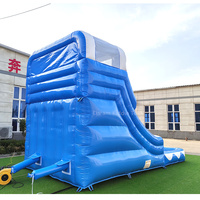 Glissière d'eau gonflable commerciale de rebond de PVC bleu sautant la maison pleine d'entrain avec la piscine d'eau pour des occasions extérieures louant