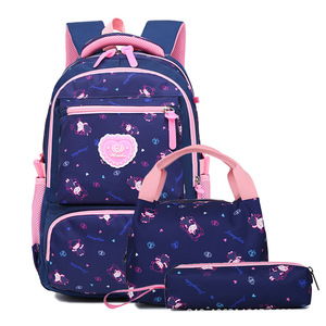 Cute Cartoon <b>Backpack</b> Set For Girls <b>School</b> 18 In <b>Large</b> Capacity With Pencil Case And Handbag Black Pink Pattern - Product Image 2