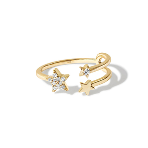 Bijoux ROXI Light Luxury, anneaux ajustables en argent sterling 925 avec étoile scintillante - Product Image 1