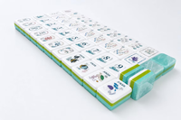 Jeu de Mahjong américain en acrylique 160 pièces motif Côte Corallienne, tuiles de Mahjong cyan 4 couches pour divertissement et rassemblement