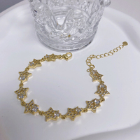 Bracelet étoile de luxe avec bijoux en diamant, Crucifix en laiton plaqué or, cœur amour croix CZ Bracelets en Zircon
