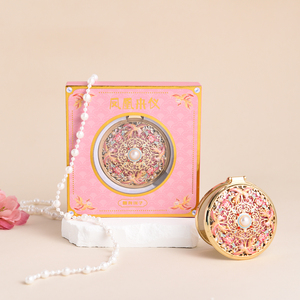 Customized Portable Round Single Side Hollow Out Fold Pocket <b>Compact</b> <b>Mirror</b> with Hair Comb - Product Image 6