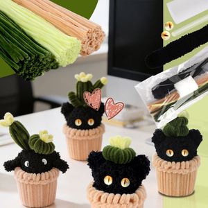 The Fluffy Friends Mini Garden <b>Kit</b> Create Cuddly Animal Planters Like Lambs Kittens with Coral Fleece Pipe Cleaners - Product Image 2