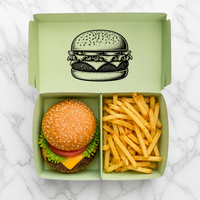 Boîte à hamburger et frites avec logo personnalisé, emballage alimentaire rapide recyclable, boîte à emporter