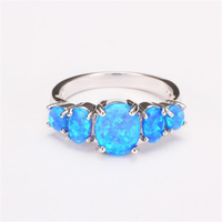 Bague en argent 925 tendance avec opale de feu bleue, bague de mariage saphir pour femme, bijoux
