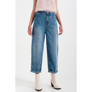 Jeans décontractés à fentes latérales en bleu moyen - Product Image 5