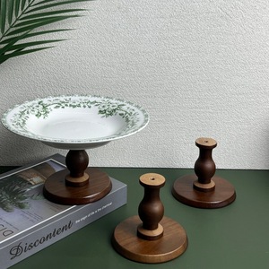Portavelas Redondo de Madera de Nogal y Caucho, Decoración para el Hogar, Estilo Retro - Product Image 3