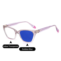 Lunettes photochromiques œil de chat pour femmes, anti-lumière bleue, monture TR90, forme papillon épaisse, lunettes d'ordinateur