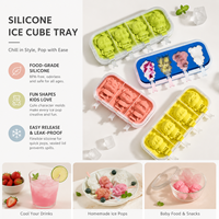 Moules à glace et couvercles en silicone de qualité alimentaire, sans BPA, écologiques, réutilisables, avec 4 compartiments pour bâtonnets de glace, design créatif et mignon