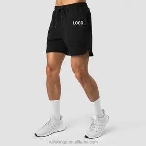 OEM Custom Embossed Logo Summer Drawstring Blank Knitted Men's Cotton French Terry Shorts Sports Running Sweat Shorts For Men