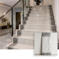 Escaliers en marbre gris, marches en carreaux de porcelaine brillants pour la décoration d'escaliers intérieurs, 470x1200mm, design antidérapant pour villa