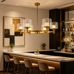 Suspension minimaliste en verre et laiton, luminaire unique pour îlot de cuisine, espaces résidentiels et commerciaux, approvisionnement transfrontalier - Product Image 2